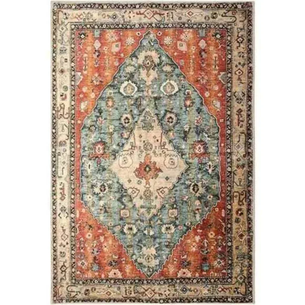 Boho Tribal AreaRug -2x3 Distressed Small EntrywayRug Doormat Bohemian Faux Wool